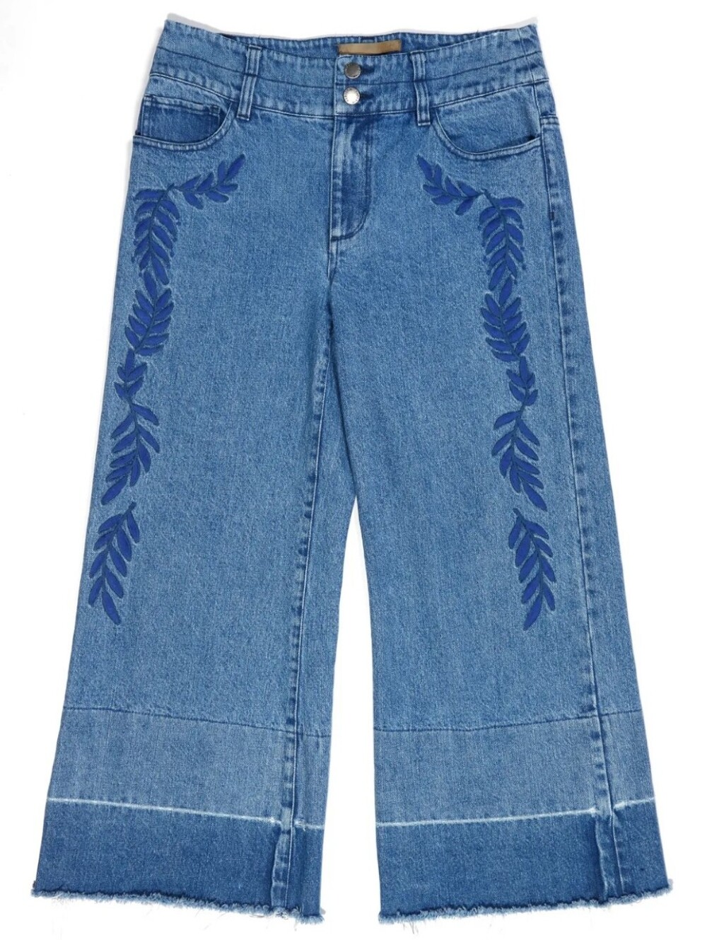 🌼 Rebecca Minkoff embroidered cropped jeans with raw hems